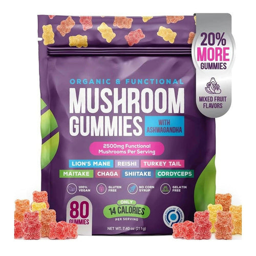 Mushroom Gummies - Immune Defense, Boosts Cognitive Performance, Vegan, Low Carb