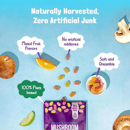 Mushroom Gummies - Immune Defense, Boosts Cognitive Performance, Vegan, Low Carb